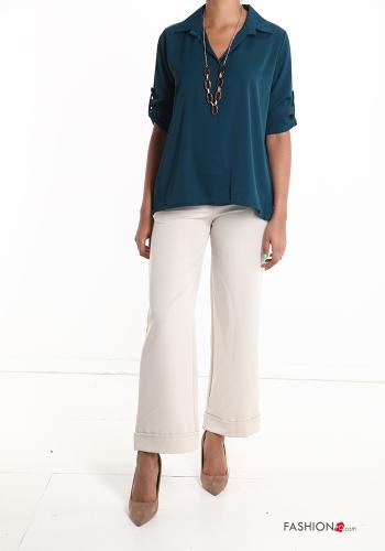 Blusa con cuello en v con collar manga tres cuartos - ph 5