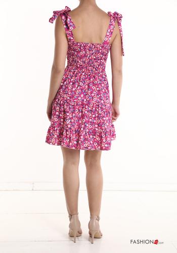 Vestido sem mangas curto Floral com folhos com laço - ph 2