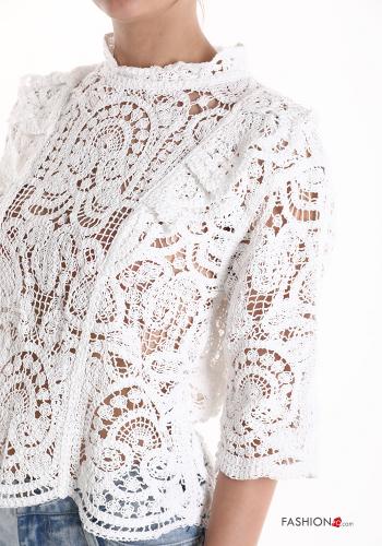 Blouse en Coton détail dentelle manches à trois-quarts - ph 4