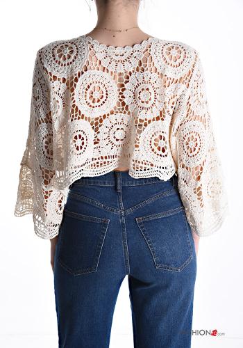 Top in Cotone pizzo maniche a tre quarti - ph 2