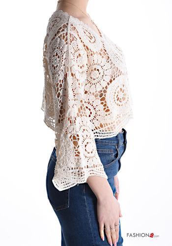 Top in Cotone pizzo maniche a tre quarti - ph 3