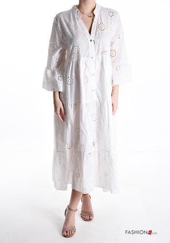 Robe en Coton à volants à boutons - ph 1