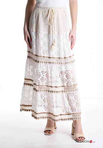 Embroidered Cotton Skirt with bow