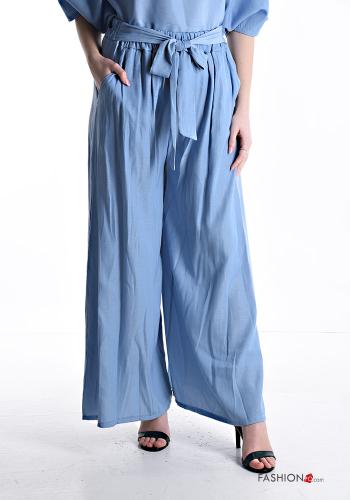 wide leg Trousers with belt with elastic