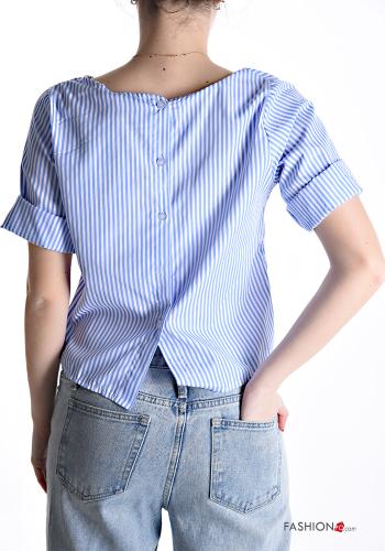 Chemise en Coton col rond Imprimé à rayures à boutons - ph 2