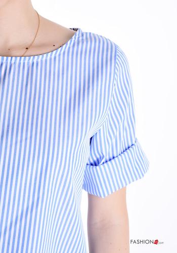 Chemise en Coton col rond Imprimé à rayures à boutons - ph 4