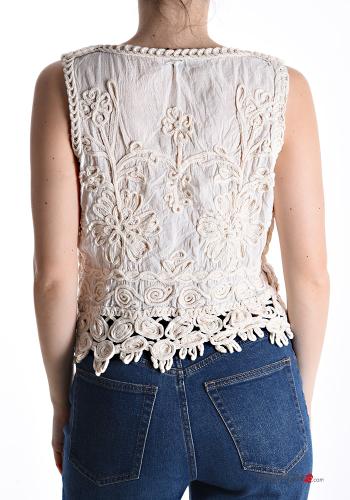 Embroidered adjustable Cotton Top plunging neckline - ph 2