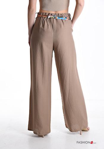 Pantalon wide leg longue avec ceinture en tissu avec poches avec élastique - ph 2