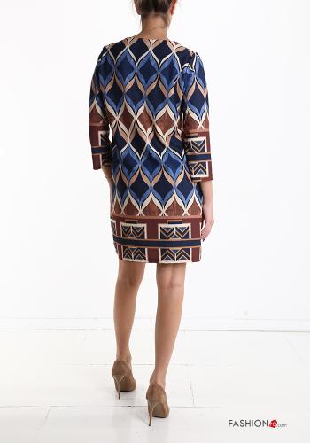 Vestido por la rodilla Estampado Geométrico manga tres cuartos - ph 2