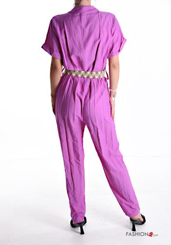 Jumpsuit maniche corte con colletto con cintura con bottoni - ph 2