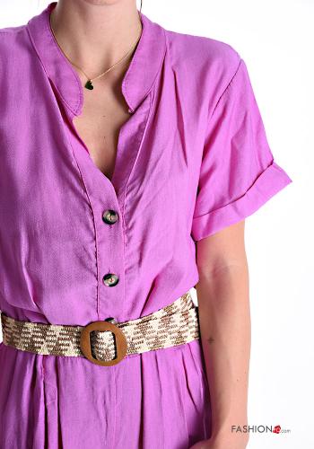 Jumpsuit maniche corte con colletto con cintura con bottoni - ph 4