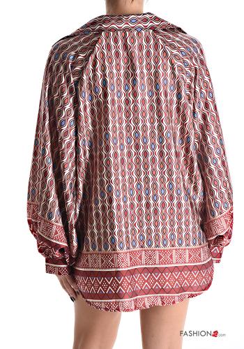 Blusa maniche a palloncino con colletto Fantasia geometrica scollo a V - ph 2