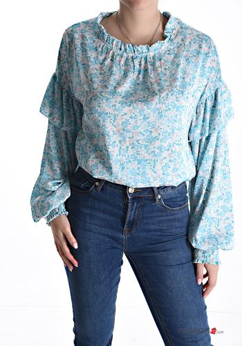 Blusa mangas de globo/ abullonada Estampado Floral con elástico - ph 1