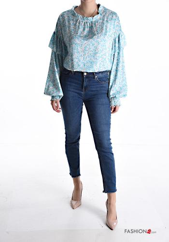 Blusa mangas de globo/ abullonada Estampado Floral con elástico - ph 5