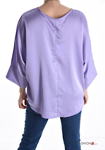 Blusa raso con collana maniche a tre quarti - ph 2