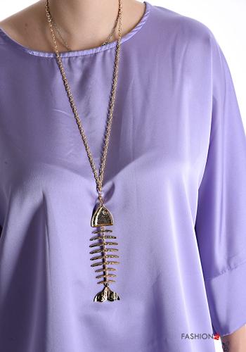 Blusa raso con collana maniche a tre quarti - ph 4
