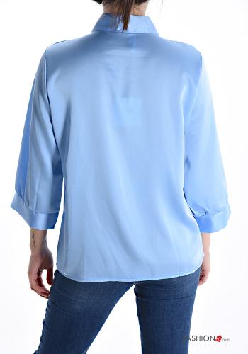 Blusa raso con fiocco maniche a tre quarti - ph 2