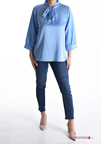 Blusa raso con fiocco maniche a tre quarti - ph 5