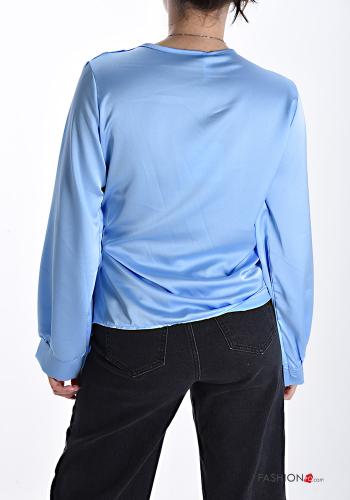 Blusa raso scollo a V con nodo - ph 2