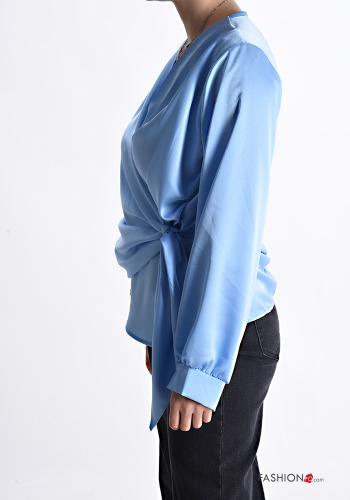 Blusa raso scollo a V con nodo - ph 3