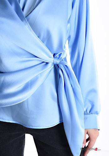 Blusa raso scollo a V con nodo - ph 4
