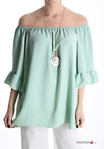 Blusa maniche a tre quarti con collana con elastico - ph 1