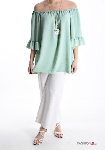 Blusa maniche a tre quarti con collana con elastico - ph 5