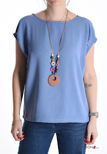 Blusa manga corta cuello redondo con collar con elástico - ph 1