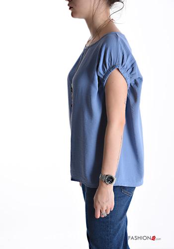 Blusa manga corta cuello redondo con collar con elástico - ph 3