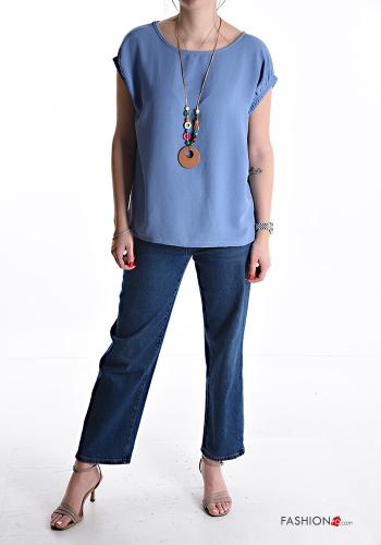 Blusa manga corta cuello redondo con collar con elástico - ph 5