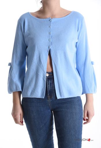 crew neck Cardigan with buttons 3/4 sleeve - ph 1