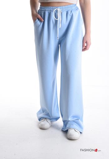 Pantalone sportivo wide leg brillante con tasche con elastico - ph 1