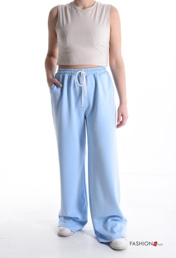Pantalone sportivo wide leg brillante con tasche con elastico - ph 4