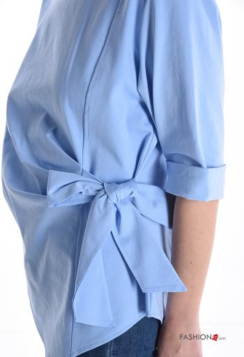 Blusa in Cotone asimmetrico maniche lunghe girocollo con fiocco - ph 4