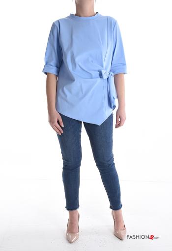 Blusa in Cotone asimmetrico maniche lunghe girocollo con fiocco - ph 5