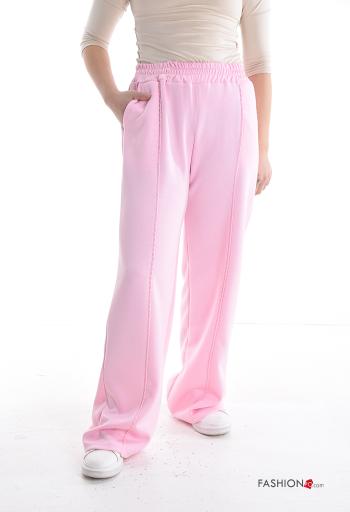 Pantalone sportivo wide leg con tasche con elastico - ph 1