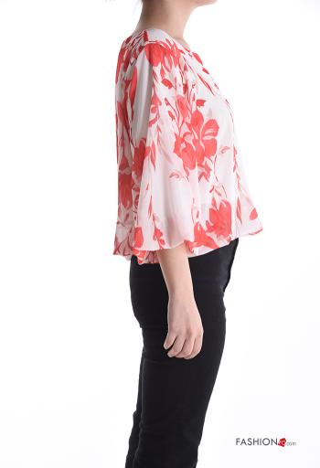 Floral chiffon crew neck Shirt 3/4 sleeve - ph 3