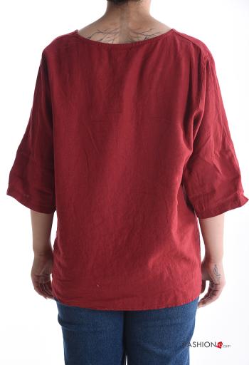 Blusa em Linho com botões manga três quartos - ph 2