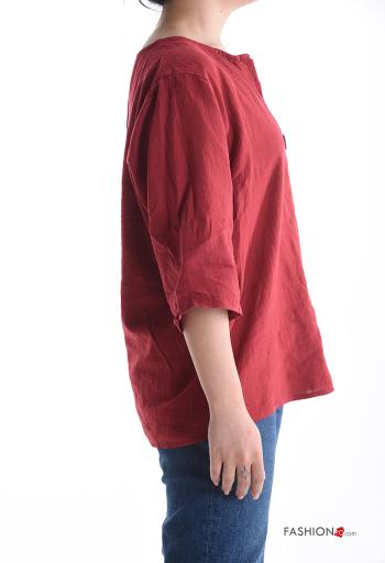 Blusa em Linho com botões manga três quartos - ph 3