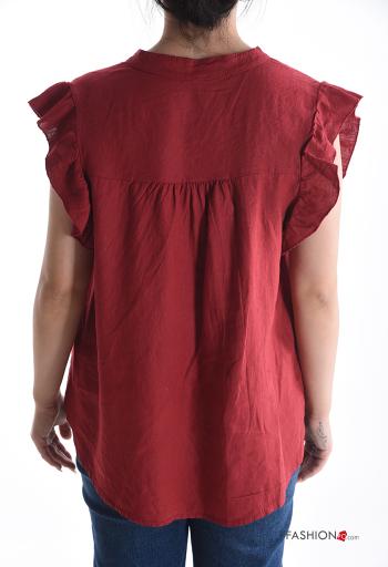 Blusa de Lino manga corta manga volante con botones - ph 2