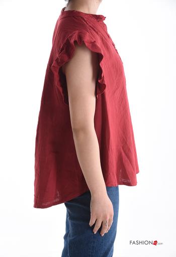 Blusa de Lino manga corta manga volante con botones - ph 3