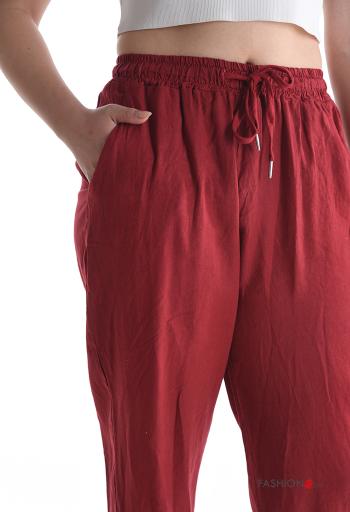 Hose aus Leinen mit Taschen mit gummizug - ph 4