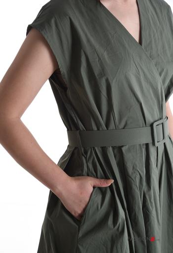 Abito in Cotone maniche corte con tasche con cintura scollo a V - ph 4