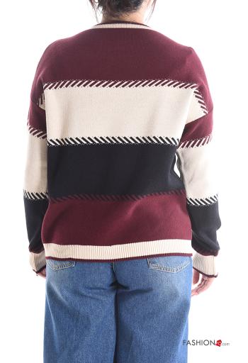 Streifenmuster lange ärmel u-boot ausschnitt Strickpullover - ph 2