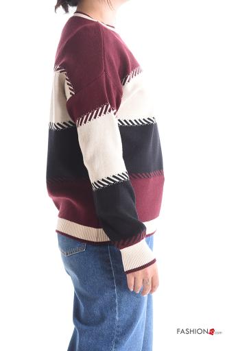Streifenmuster lange ärmel u-boot ausschnitt Strickpullover - ph 3