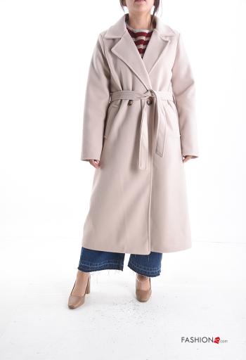 Casaco com forro com bolsos com botões com cinto