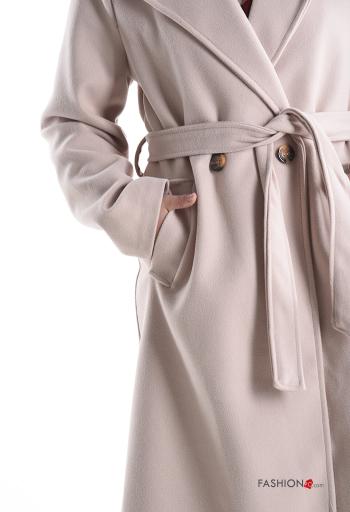 Casaco com forro com bolsos com botões com cinto - ph 4