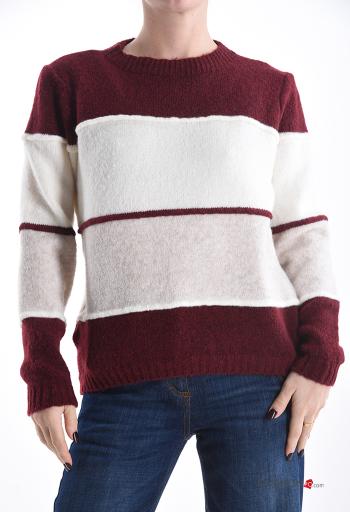 Striped long sleeve crew neck Wool Mix Sweater