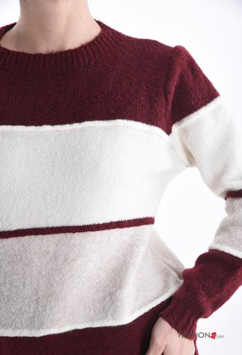 Striped long sleeve crew neck Wool Mix Sweater - ph 4