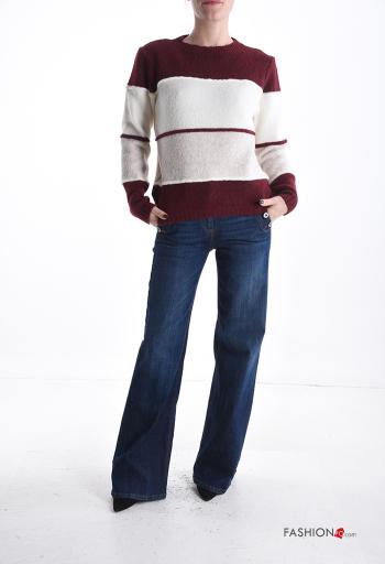 Striped long sleeve crew neck Wool Mix Sweater - ph 5
